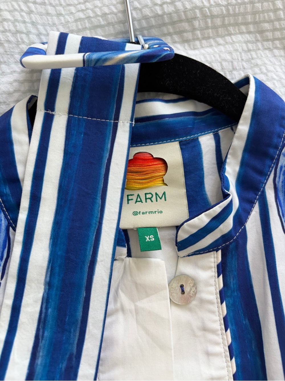 FARM Rio Blue & White Printed Midi Dress - Picture 2 of 3